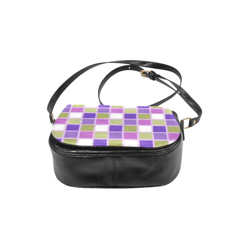 Harlequin Sage Green Lavender Purple Color Tiles Classic Saddle Bag/Small (Model 1648)