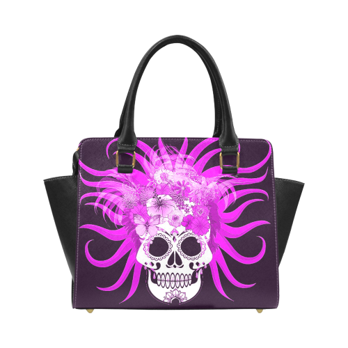 hippie skull,pink Classic Shoulder Handbag (Model 1653)