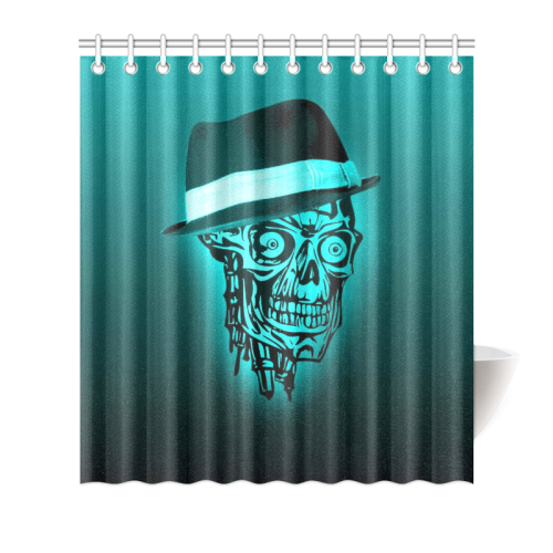 elegant skull with hat,mint Shower Curtain 66"x72"