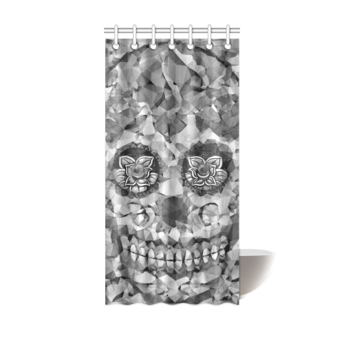 Polygon Skull black white Shower Curtain 36"x72"