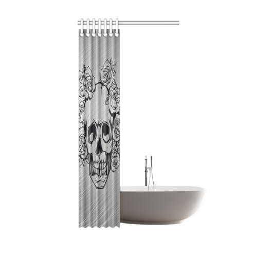 skull with roses Shower Curtain 36"x72"