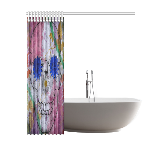 flower power skull Shower Curtain 60"x72"