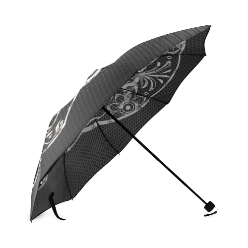 Skull, black silver metal Foldable Umbrella (Model U01)