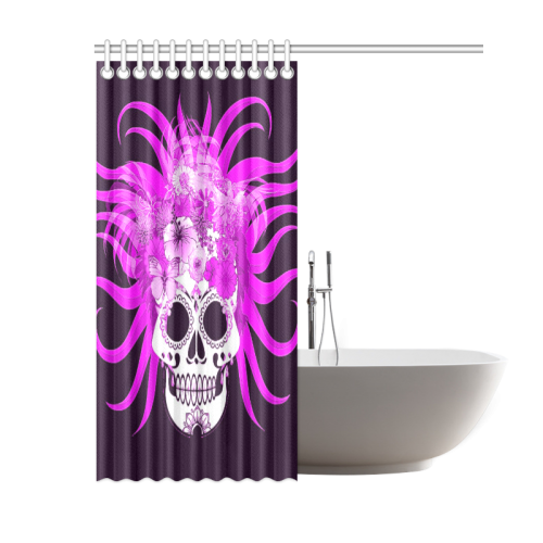 hippie skull,pink Shower Curtain 60"x72"