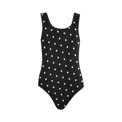 Black & white polka dots VAS2 Vest One Piece Swimsuit (Model S04)