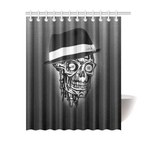 Elegant Skull with hat,B&W Shower Curtain 60"x72"