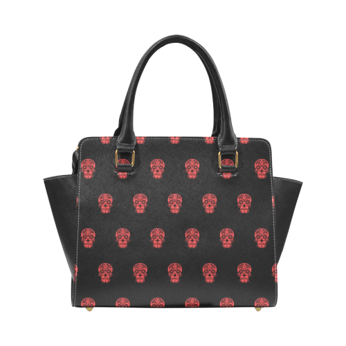 skull pattern red Rivet Shoulder Handbag (Model 1645)