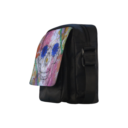 flower power skull Crossbody Nylon Bags (Model 1633)