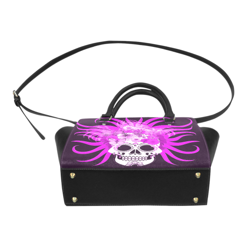 hippie skull,pink Classic Shoulder Handbag (Model 1653)