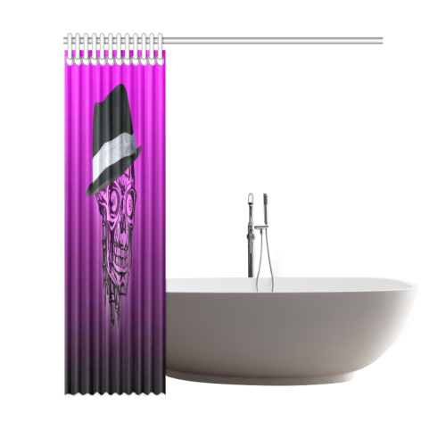 elegant skull with hat,hot pink Shower Curtain 69"x72"