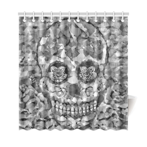 Polygon Skull black white Shower Curtain 69"x72"