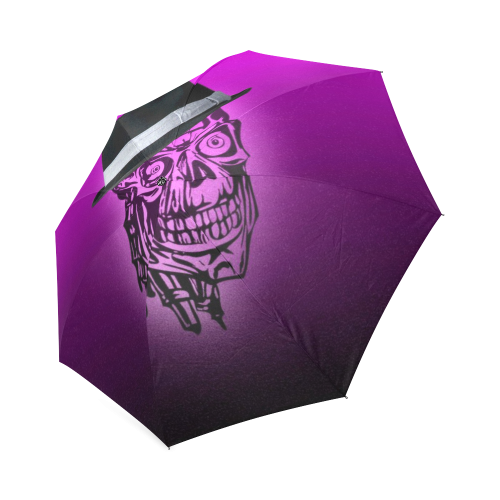 elegant skull with hat,hot pink Foldable Umbrella (Model U01)