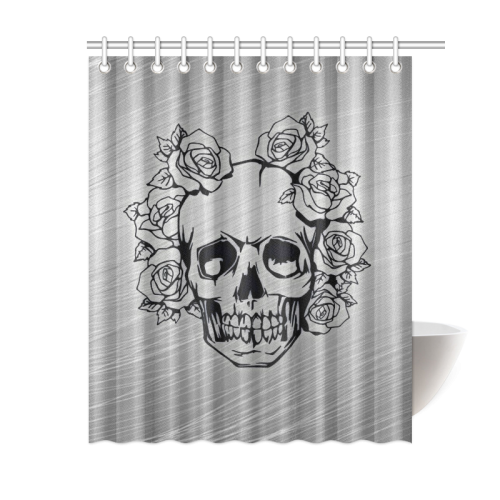 skull with roses Shower Curtain 60"x72"