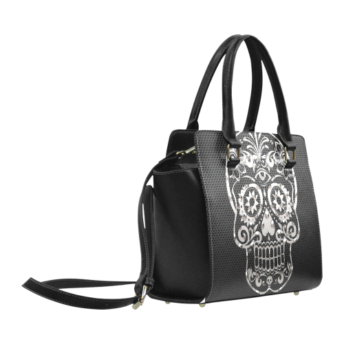 Skull, black silver metal Classic Shoulder Handbag (Model 1653)