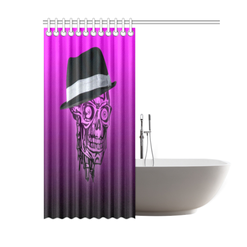 elegant skull with hat,hot pink Shower Curtain 60"x72"