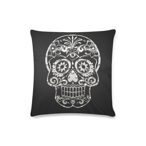 Skull, black silver metal Custom Zippered Pillow Case 16"x16"(Twin Sides)