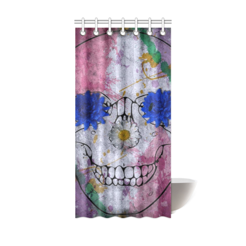 flower power skull Shower Curtain 36"x72"