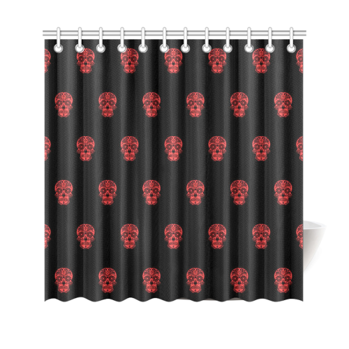 skull pattern red Shower Curtain 69"x70"