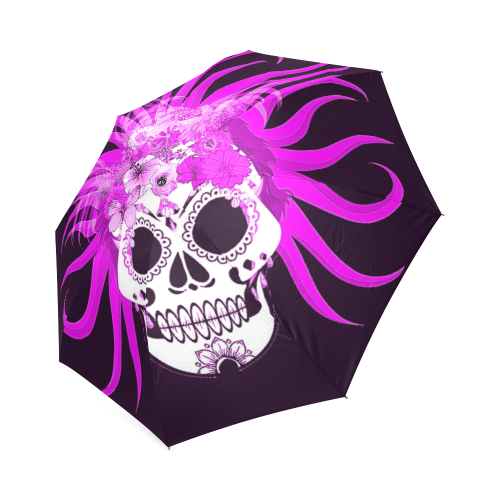hippie skull,pink Foldable Umbrella (Model U01)