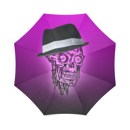 elegant skull with hat,hot pink Foldable Umbrella (Model U01)