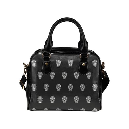 skull pattern bw Shoulder Handbag (Model 1634)