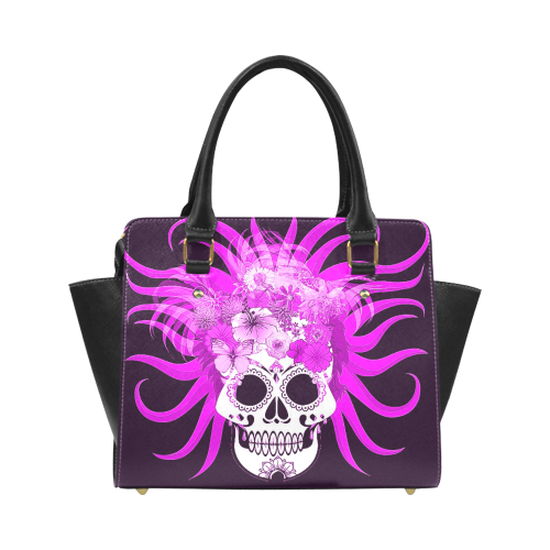 hippie skull,pink Classic Shoulder Handbag (Model 1653)