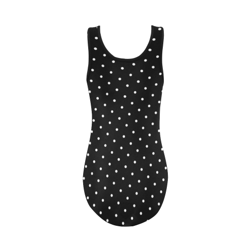 Black & white polka dots VAS2 Vest One Piece Swimsuit (Model S04)