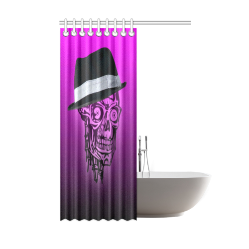 elegant skull with hat,hot pink Shower Curtain 48"x72"