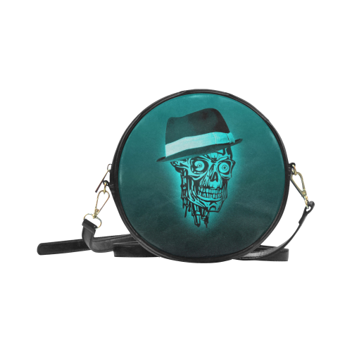 elegant skull with hat,mint Round Sling Bag (Model 1647)
