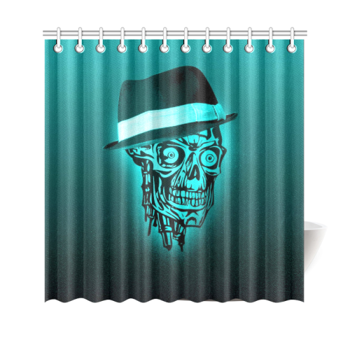 elegant skull with hat,mint Shower Curtain 69"x70"
