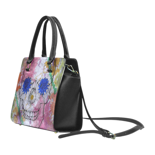 flower power skull Rivet Shoulder Handbag (Model 1645)
