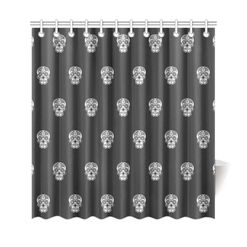 skull pattern bw Shower Curtain 69"x72"