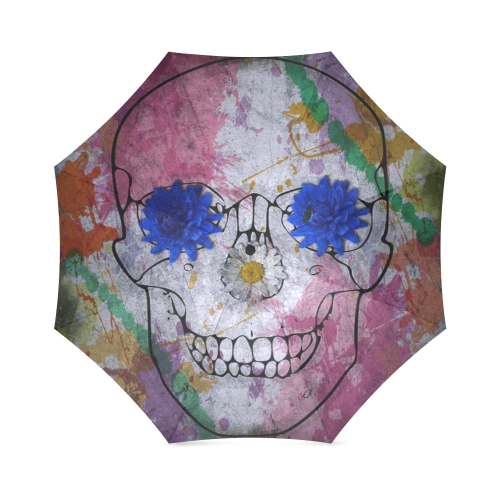 flower power skull Foldable Umbrella (Model U01)