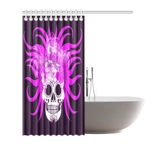 hippie skull,pink Shower Curtain 72"x72"
