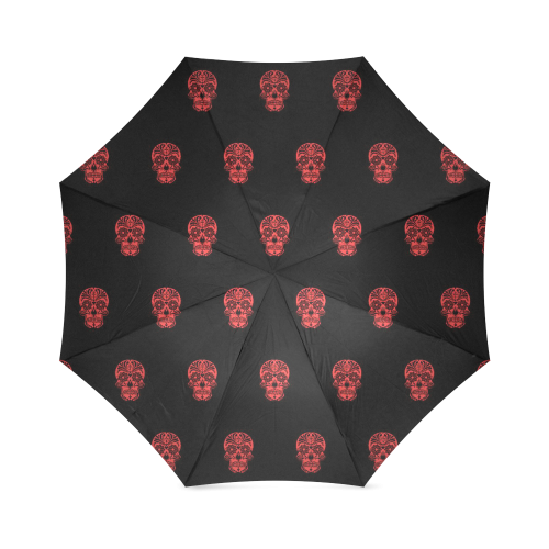 skull pattern red Foldable Umbrella (Model U01)