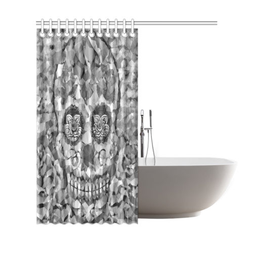 Polygon Skull black white Shower Curtain 69"x72"