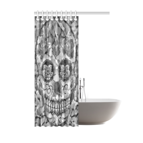 Polygon Skull black white Shower Curtain 48"x72"