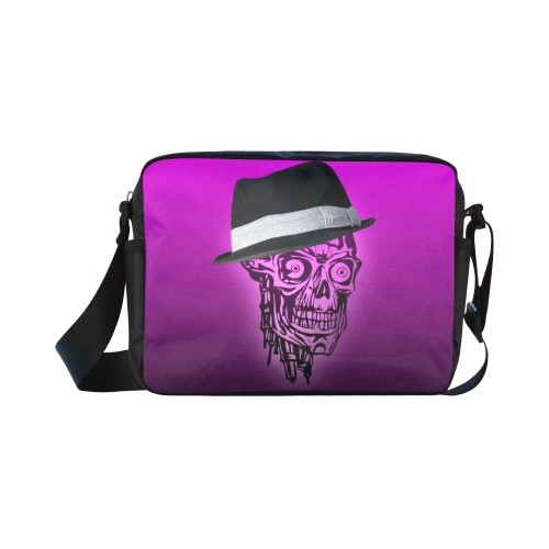 elegant skull with hat,hot pink Classic Cross-body Nylon Bags (Model 1632)