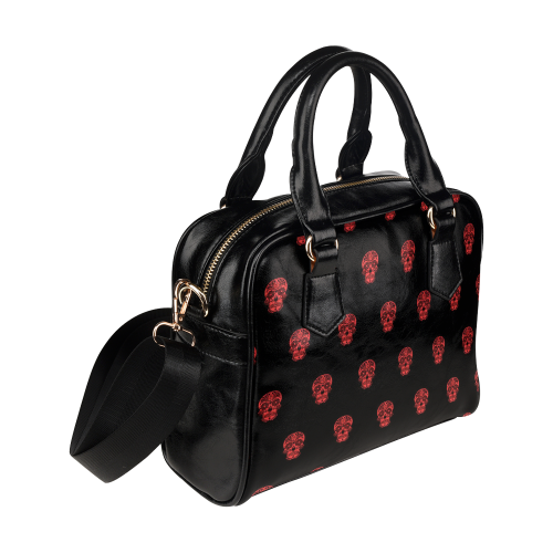 skull pattern red Shoulder Handbag (Model 1634)