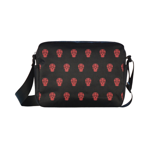 skull pattern red Classic Cross-body Nylon Bags (Model 1632)