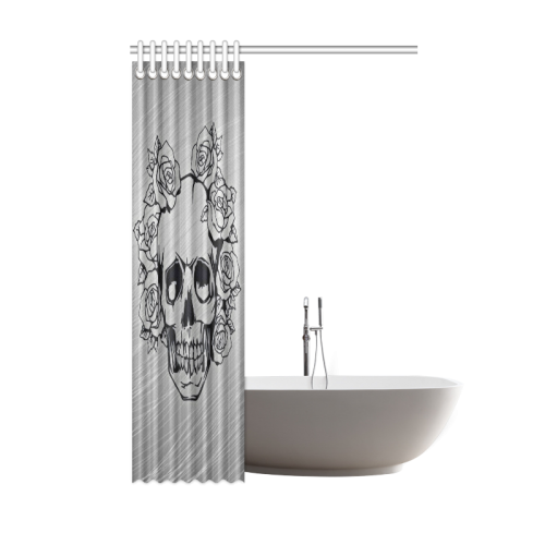 skull with roses Shower Curtain 48"x72"