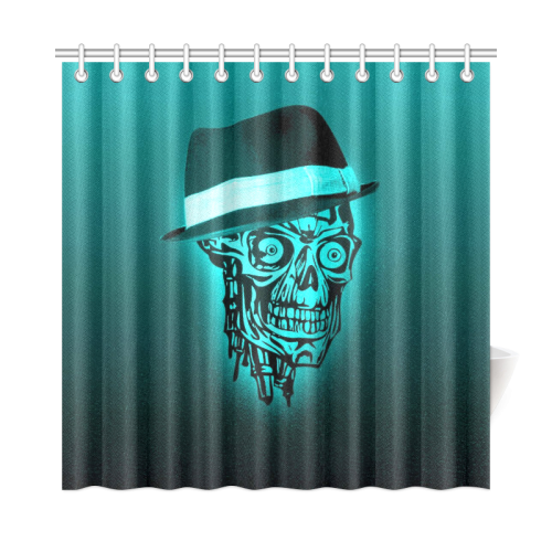 elegant skull with hat,mint Shower Curtain 72"x72"