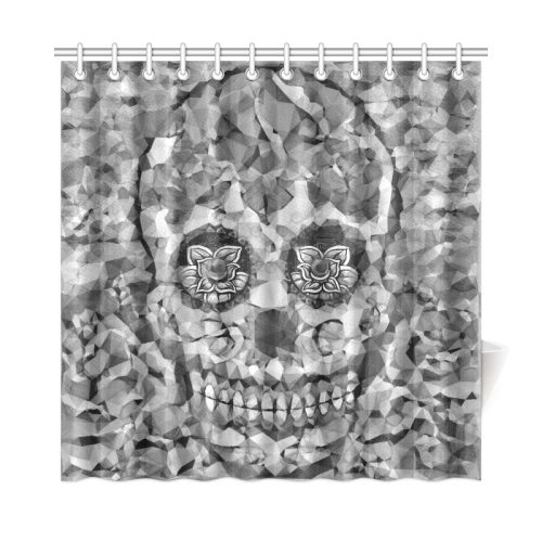 Polygon Skull black white Shower Curtain 72"x72"