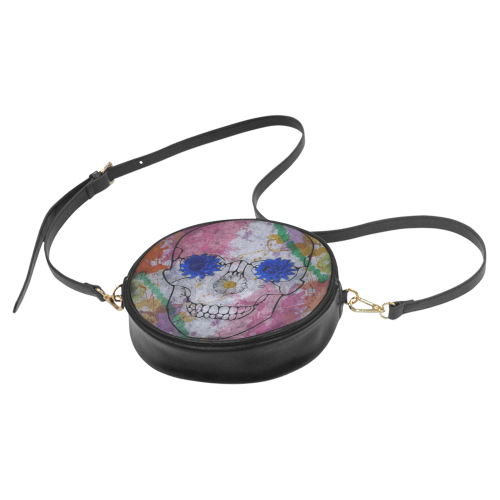 flower power skull Round Sling Bag (Model 1647)