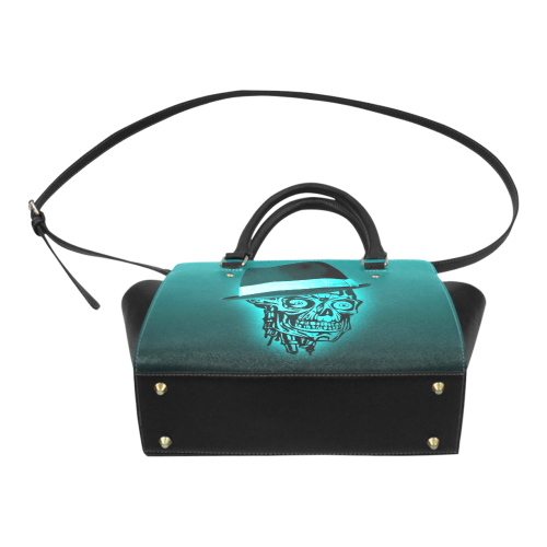 elegant skull with hat,mint Classic Shoulder Handbag (Model 1653)