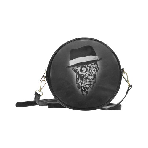 Elegant Skull with hat,B&W Round Sling Bag (Model 1647)
