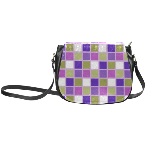 Harlequin Sage Green Lavender Purple Color Tiles Classic Saddle Bag/Small (Model 1648)