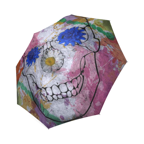 flower power skull Foldable Umbrella (Model U01)