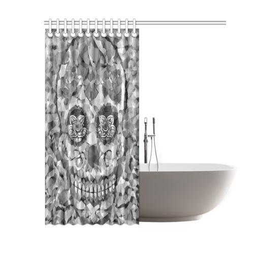 Polygon Skull black white Shower Curtain 60"x72"