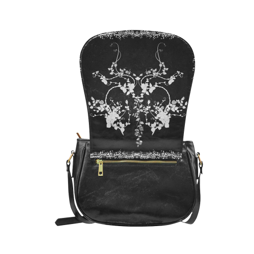 Roses in black and white Classic Saddle Bag/Large (Model 1648)